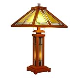 Chloe Lighting CH21007DT 3 Light Mission Double Lit Wooden Table