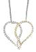 14K Two-Tone Hand-Crafted Heart in Heart Designer Pendant, Enhanced with Pave Set Diamonds, Sliding on a 16'' Cable-Chain Necklace.(GH-Color, SI-Clarity, c.t.t.w.0.21CT).