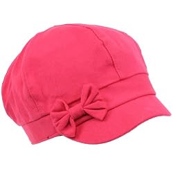 Cool Cotton Kids 3-7 Ribbon Bow Newsboy Hat Cap Hot Pink
