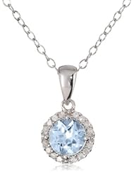 Precious Metal, Gemstone and Diamond Pendant Necklace (0.1 cttw, G-H Color, I2-I3 Clarity), 18"
