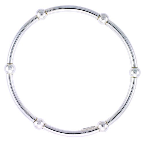 Childrens Toyshop  Jewelry : Kids Size Sterling Silver Stretch Bangle 6 Section Polished.