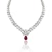 Estate Sterling Silver .925 Simulated Diamond Ruby Red cz Stone WaterFall Teardrop Necklace