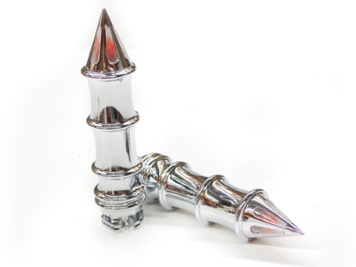 Motorcycle Spiked Skeleton Turn Signals Bar Ends Chrome Hand Handlebar Grips Grip Custom High Quality Chrome Billet Grips Fits Cruisers, Choppers, Harley Davidson, Suzuki, Kawasaki, Yamaha, Honda, Metric Motor Bikes, Hogs with 1