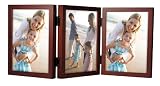 Malden International Designs Dark Walnut Concept Wood Triple Vertical Openings Picture Frame, 5-Inch by 7-Inch