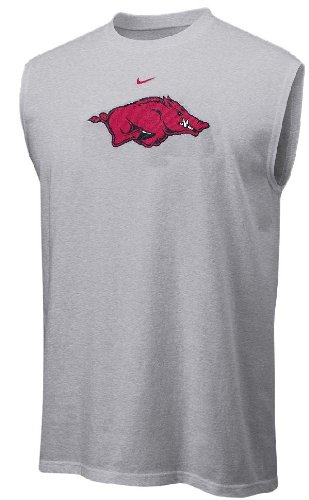 Arkansas Razorbacks Adult Grey College Logo Sleeveless T Shirt By Nike Team Sports