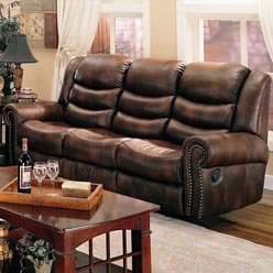 Coaster Aiden Reclining Sofa with Dual Recliner in Leather Like Fabric,Coaster,233503