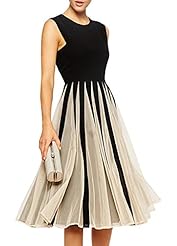 Polyester Pleated Cutout Keyhole Scoop Neck Sleeveless Empire   Waistline Midi Dress 