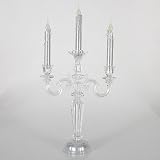 21.5 Icy Crystal Battery Operated LED Lighted Flickering Christmas Candelabra