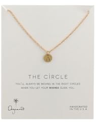 Dogeared "Black and Gold" Circle Wishbone Disc Chain Necklace, 18"