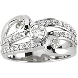 14k White Gold Moissanite Diamond Ring 3/8ct 1/4ct Sz 6 - JewelryWeb