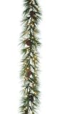9' Pre-Lit Long Needle Pine Christmas Rope Garland With Pine Cones - Clear Light