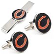 Chicago Bears NFL Football Cufflinks with Matching Tie Bar Set