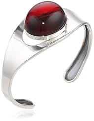 Sterling Silver Cherry Amber Organic Design Cuff Bracelet