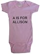 A IS FOR ALLISON - Name-series - White, Pink or Blue Onesie / Baby T-shirt