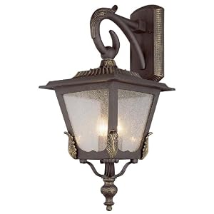 Ronan Outdoor Wall Lantern, 3 LIGHT, BLACK GOLD by 