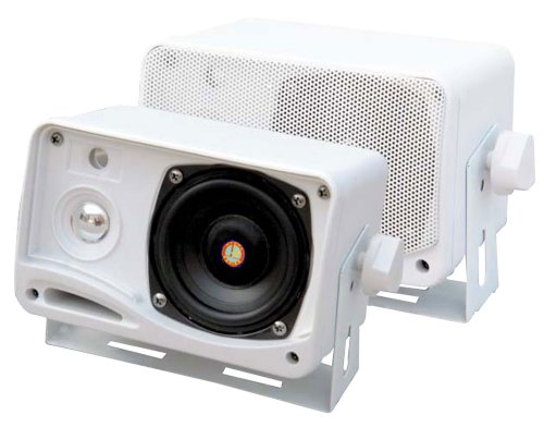 PYLE PLMR24 3.5-Inch 200 Watt 3-Way Weather Proof Mini Box Speaker System (White)