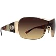 VonZipper Saffron Women's Race Wear Sunglasses w/ Free B&F Heart Sticker Bundle - Gold Tortoise/Gradient
