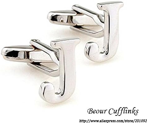Cufflinks for Man Male High quality Men's Jewelry wedding cuff links Classic InitialsAmp; Letter J Silver Cufflinks AG7520