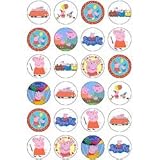 Peppa Pig style 24 Edible Wafer Paper Fairy/Cup Cake Toppers on an A4 sheet - Birthday Cake and Party Idea