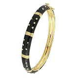 Gold Tone Black Enamel Bangle