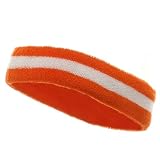 Terry Stripe Headband-Orange White