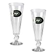 New York Jets 2pc 16oz Pilsner Glass Set with Football on stem - Oval Logo NFL Football