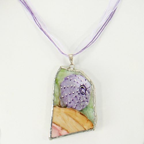 Broken China Jewelry Pendant, Handmade Vintage China Pendant Necklace, Ribbon Included