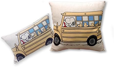 SofaMATES Home Decor Cotton Linen Square 2Pcs Pillowcase Set of 2 Cartoon Snoopy Car Patterns Throw Pillow Sham Cushion Cover Retro