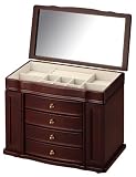 Diplomat 31-442 Wood Jewelry Chest with Mirror Watch Cabinet