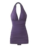 Spiegel Shirred One-Piece Halter Swimsuit Dress
