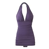 Spiegel Shirred One Piece Halter Swimsuit Dress