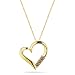 10k Yellow Gold Champagne Diamond 3-Stone Heart Pendant (0.10 cttw, I-J Color, I2-I3 Clarity), 18\