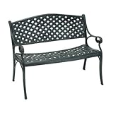 Outdoor Patio Black Cast Aluminum Bench