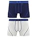 adidas Men's Athletic Stretch Trunk Underwear (2-Pack), Collegiate Navy/Shock Blue-Heather White/Collegiate Navy, Large
