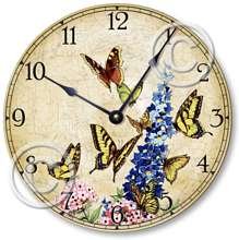 Item C9010 Shabby Victorian Cottage Style 10.5 Inch Butterflies Clock