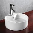 ELANTI EC9869 Porcelain White Above Counter Round Bowl Sink