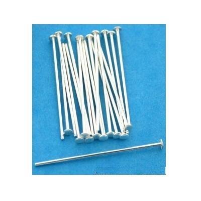 20 Head Pins Sterling Silver Stick Hat Beading 22 Gauge