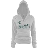 Michigan State Spartans Ladies White Rugby Distressed Deep V-neck Hoody Sweatshirt -