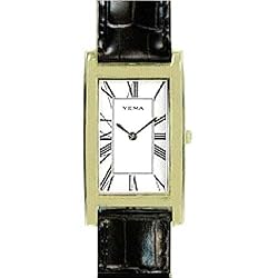 YEMA by Seiko of France Men's Gold-tone Watch with Black Leather Strap. Model: YM475