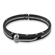 Black Steel Leverlock Cuff Mens Bracelet