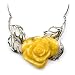 Butterscotch Amber Collection and Sterling Silver Large Rose Designer Necklace