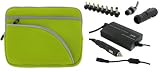 4n1 Combo - Acer Aspire AOD250-1694 10.1-Inch AC and DC Adapter Charger - Home / Car / Airplane (Invisible Zipper Tri-Pocket - Neon Green)