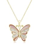 Silver Butterfly Mother Of Pearl Diamond Pendant 41t8ma6s PL. SL160 Silver Butterfly Mother Of Pearl Diamond Pendant