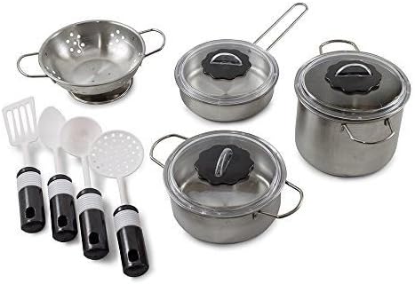 4 Pot and Pans set ^^^ Kidsthrill Kids Mini Pots And Pans Set - Metal Cooking Utensils Playset
