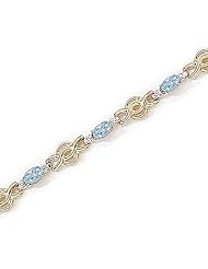 14kt Yellow Gold Oval Aquamarine and Diamond Bracelet