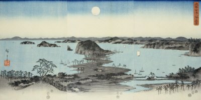 Cover image : Night View of Eight Excellent Sceneries of Kanazawa in Musashi Province Art Styles Stretched Canvas Poster Print by Ando Hiroshige, 23x11