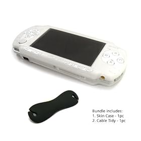 Sony PlayStation Portable Slim (PSP) JAVOSkin (White) + JAVOedge Cable Tidy (Black) Bundle