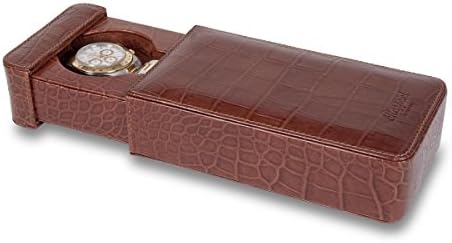 Rapport Portman Single Watch Slip Case - Brown Leather Crocodile Pattern