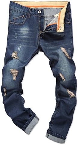 Generic Men's Washed Distressed Denim Jeans Blue 34 -Tag
