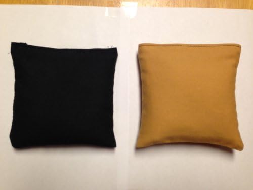 Regulation Cornhole Bags 17 COLORS Handmade Top Quality (Set Of 8) (Black/Gold)